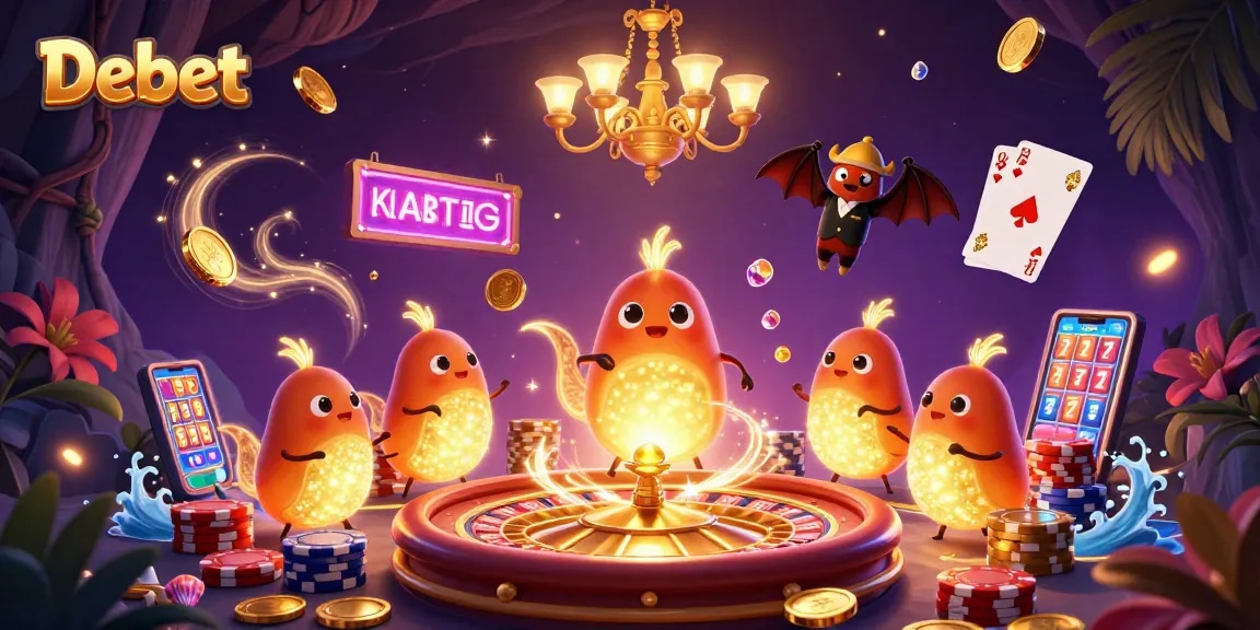 Experience thrilling wins with Debet's vibrant glowworm casino scene alive with action.