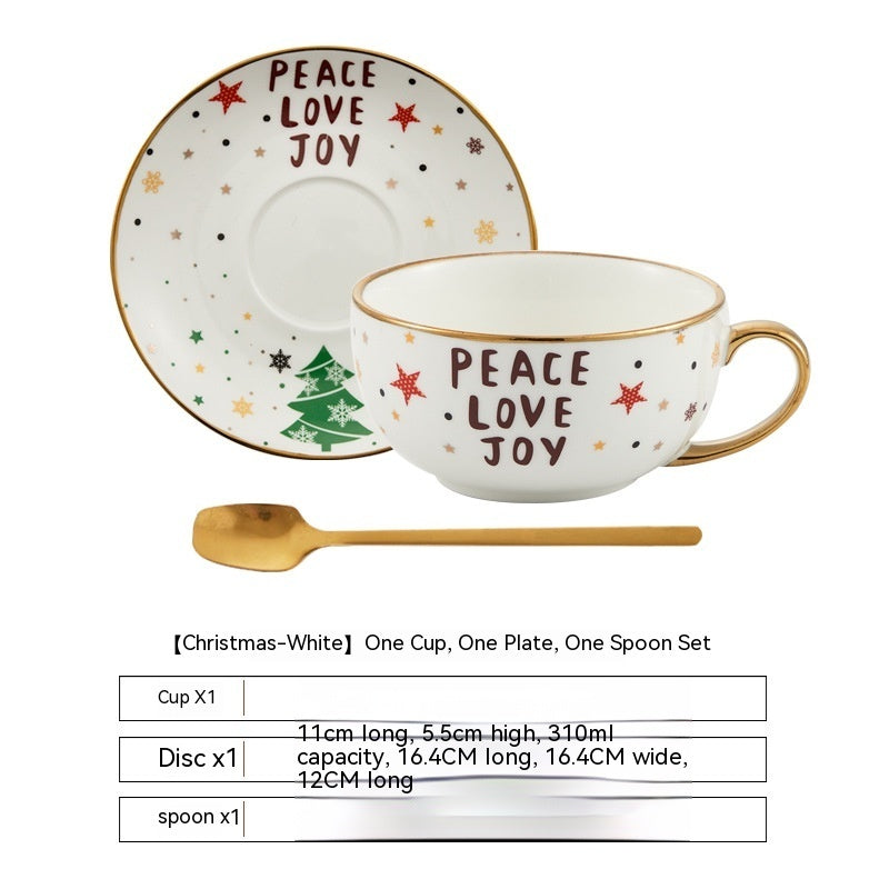 Ins Christmas Ceramic Cup & Dish – Festive Kitchen Gadgets for Holiday Cheer