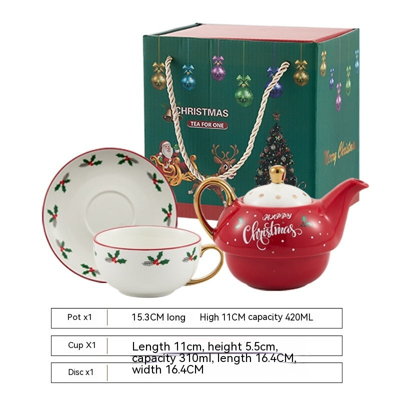 Ins Christmas Ceramic Cup & Dish – Festive Kitchen Gadgets for Holiday Cheer