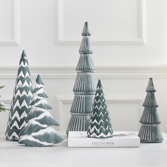 Nordic Morandi Gray-Green Mini Christmas Tree – Elegant Desktop Christmas Scene Decoration