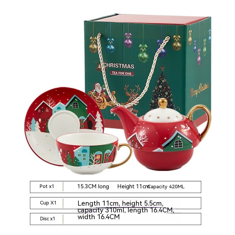 Ins Christmas Ceramic Cup & Dish – Festive Kitchen Gadgets for Holiday Cheer