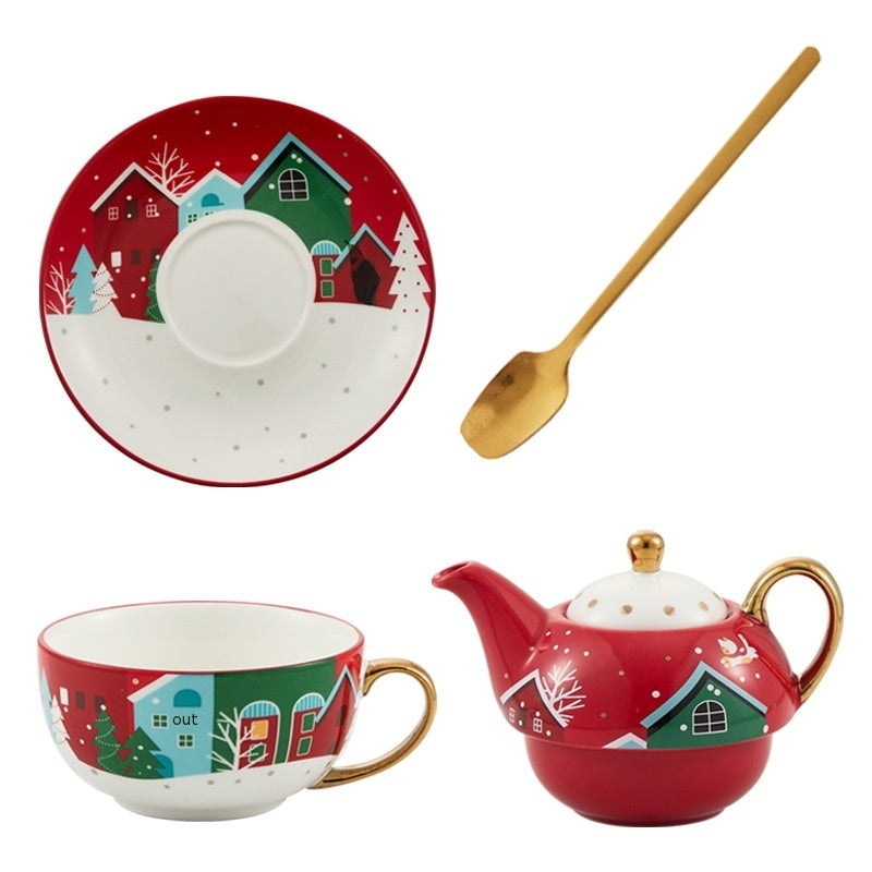 Ins Christmas Ceramic Cup & Dish – Festive Kitchen Gadgets for Holiday Cheer