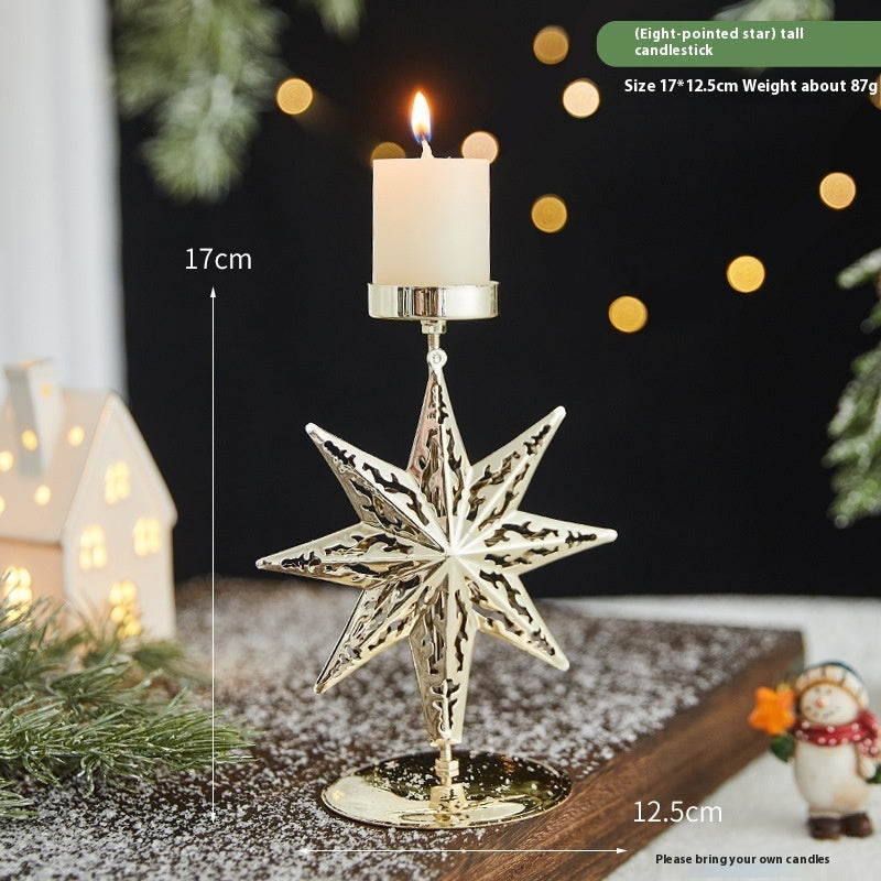 Romantic Christmas Wrought Iron Candlestick – Elegant Candle Tray Decoration