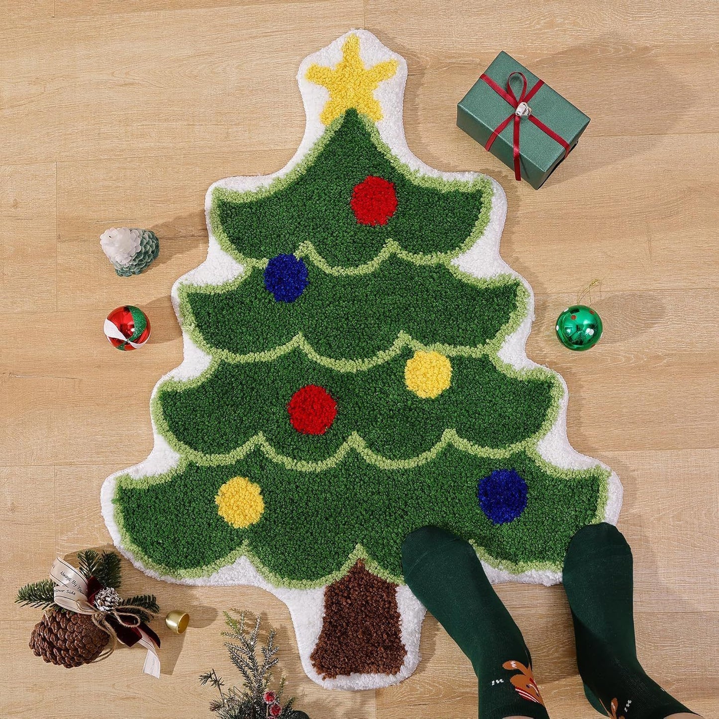 Nordic Christmas Tree Cashmere Mat – Cozy and Elegant Holiday Décor