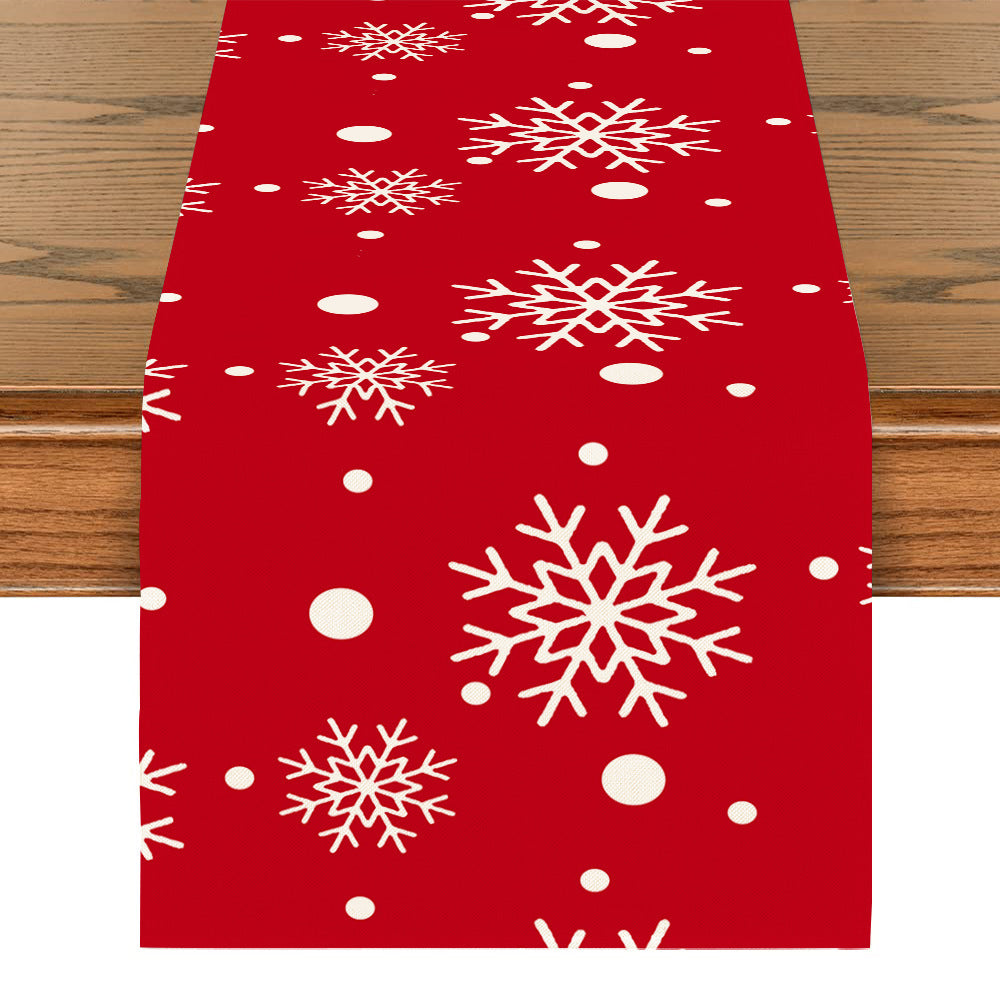 Linen Printed Snowman Table Mat – Festive Old Man Design for Holiday Dining