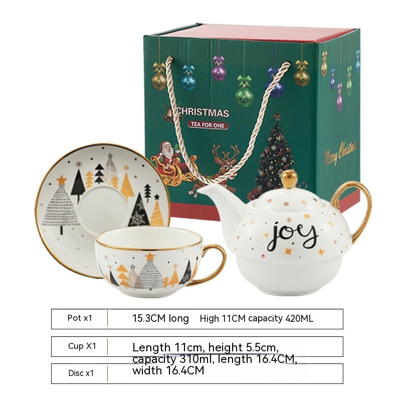 Ins Christmas Ceramic Cup & Dish – Festive Kitchen Gadgets for Holiday Cheer