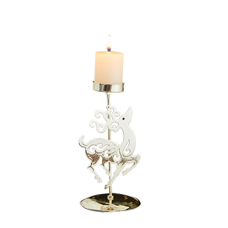 Romantic Christmas Wrought Iron Candlestick – Elegant Candle Tray Decoration