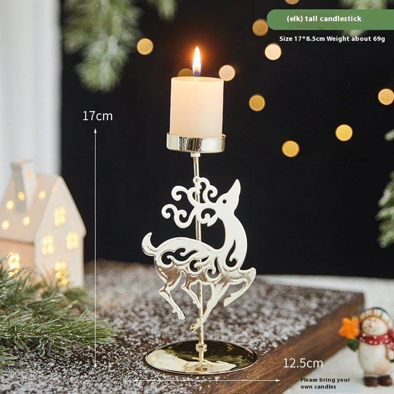 Romantic Christmas Wrought Iron Candlestick – Elegant Candle Tray Decoration