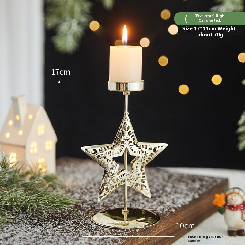 Romantic Christmas Wrought Iron Candlestick – Elegant Candle Tray Decoration