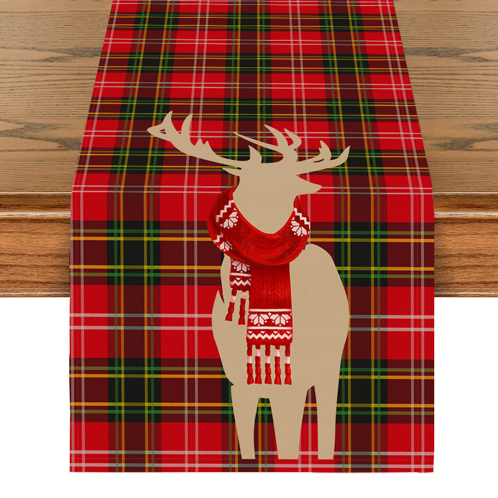 Linen Printed Snowman Table Mat – Festive Old Man Design for Holiday Dining