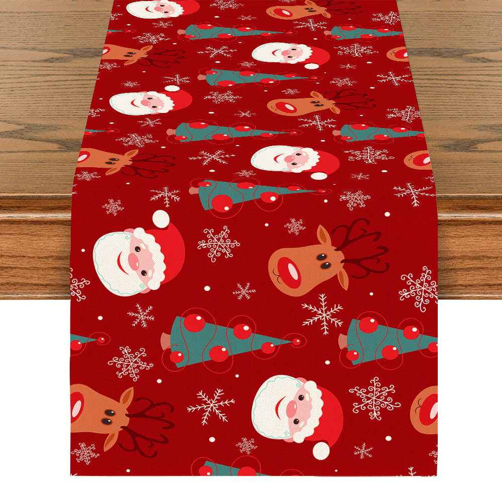 Linen Printed Snowman Table Mat – Festive Old Man Design for Holiday Dining