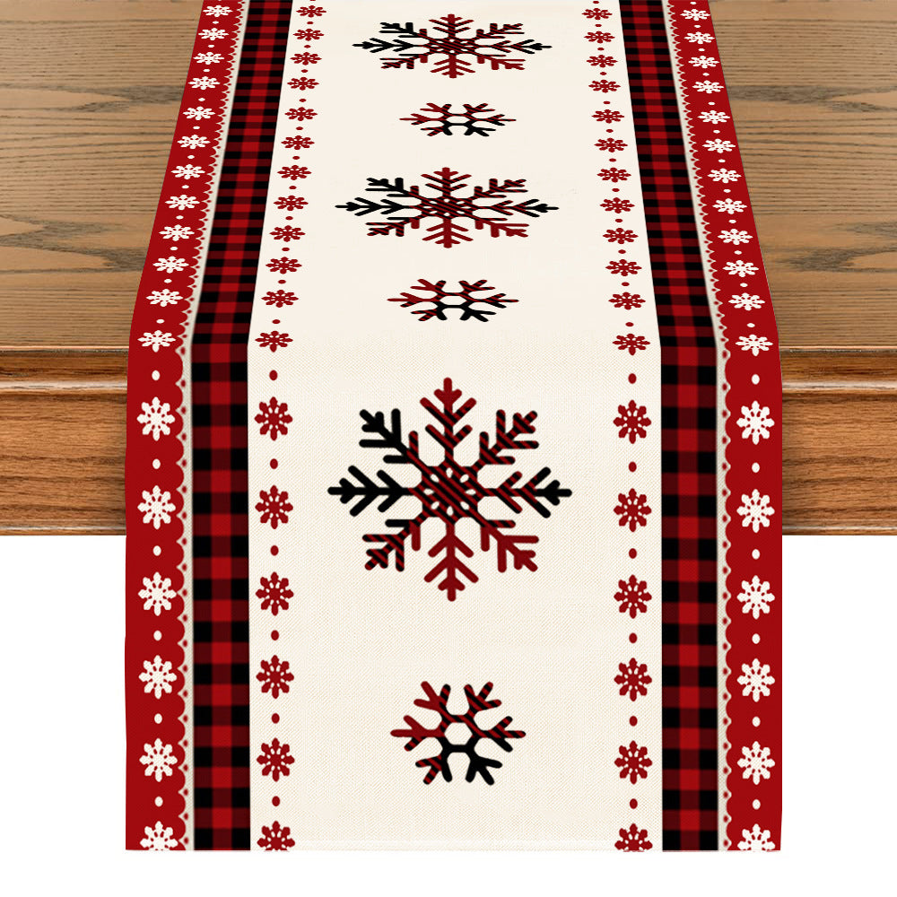 Linen Printed Snowman Table Mat – Festive Old Man Design for Holiday Dining