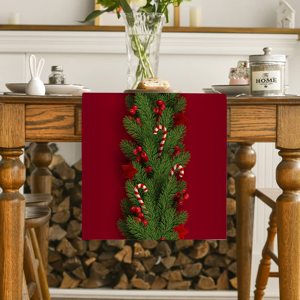 Linen Printed Snowman Table Mat – Festive Old Man Design for Holiday Dining