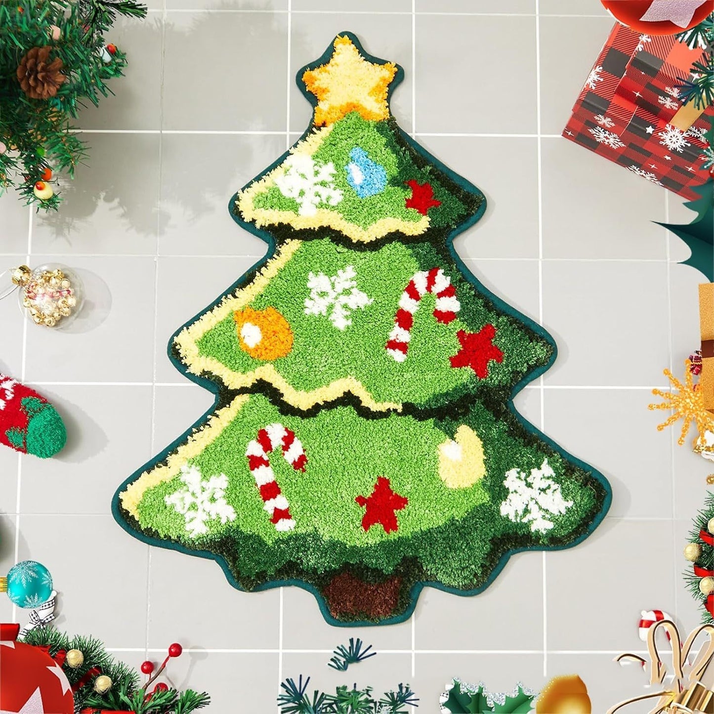 Nordic Christmas Tree Cashmere Mat – Cozy and Elegant Holiday Décor