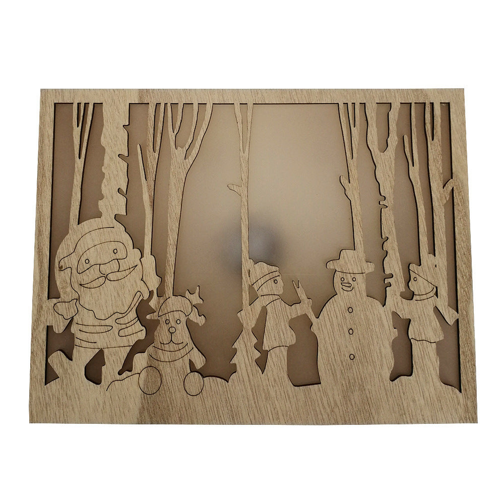 Christmas Wooden Luminous Small Square Box – Festive Decorative Ornament