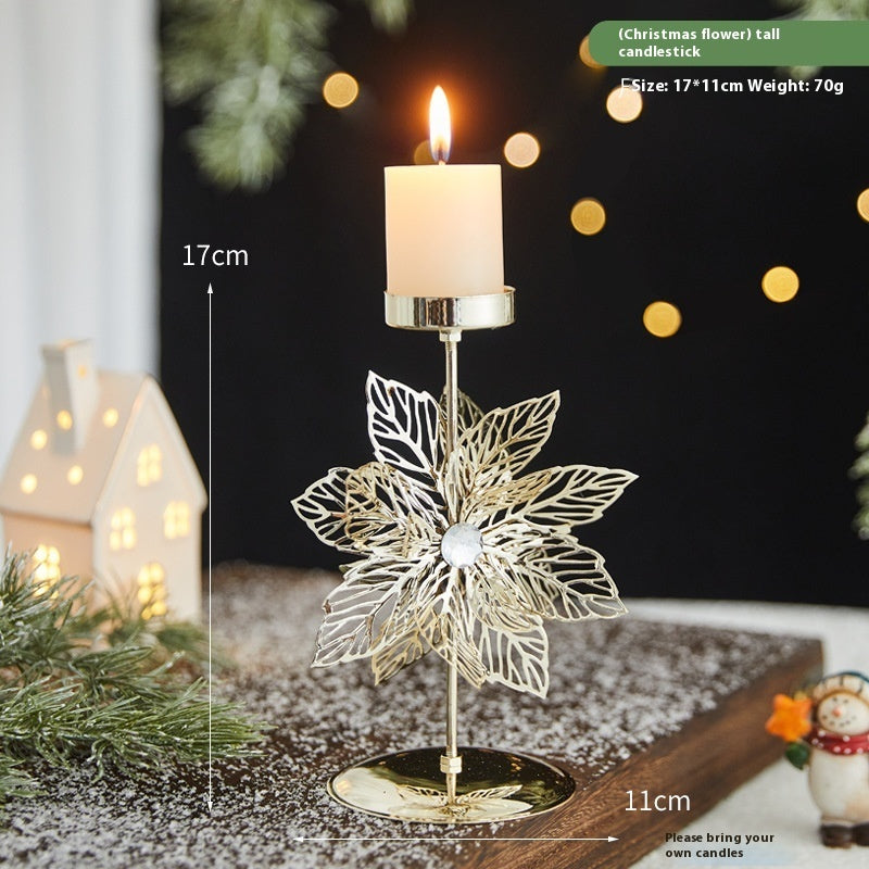 Romantic Christmas Wrought Iron Candlestick – Elegant Candle Tray Decoration