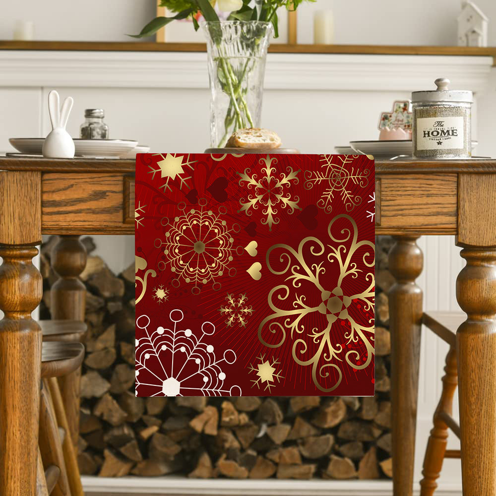 Linen Printed Snowman Table Mat – Festive Old Man Design for Holiday Dining