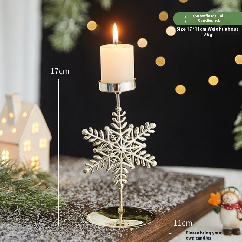 Romantic Christmas Wrought Iron Candlestick – Elegant Candle Tray Decoration