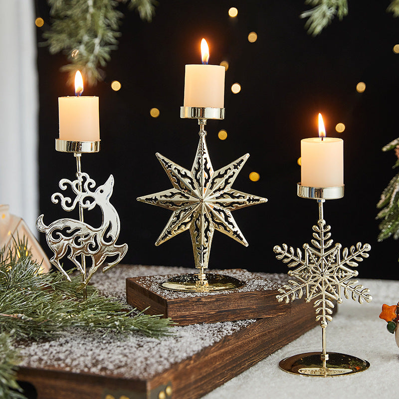 Romantic Christmas Wrought Iron Candlestick – Elegant Candle Tray Decoration