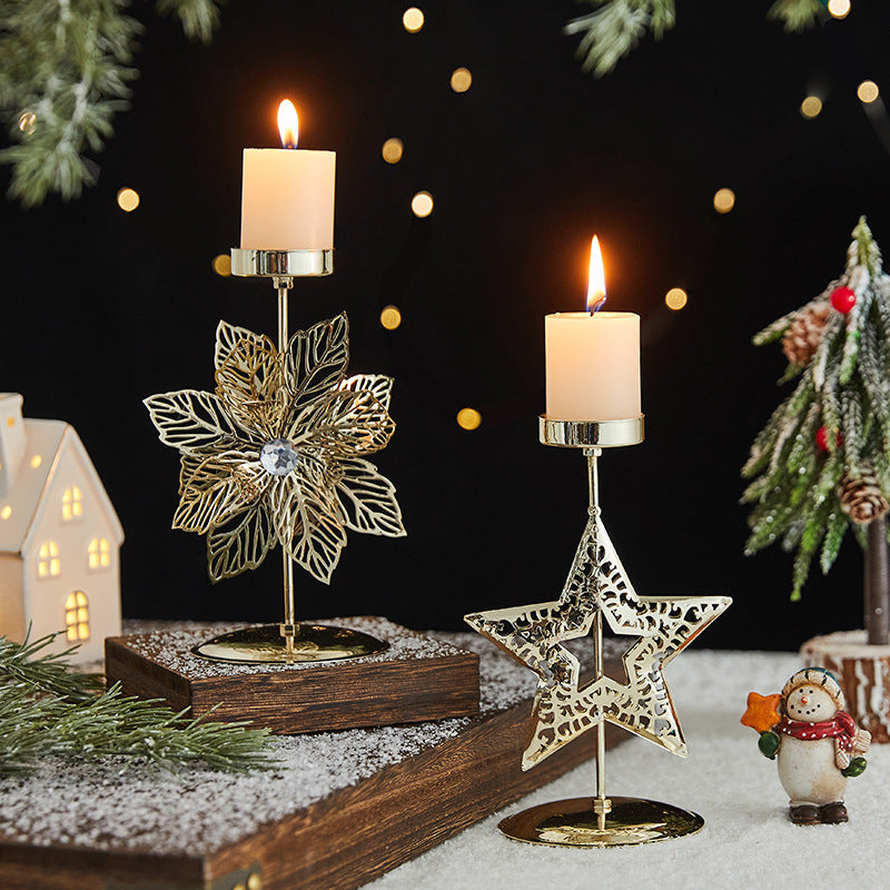 Romantic Christmas Wrought Iron Candlestick – Elegant Candle Tray Decoration