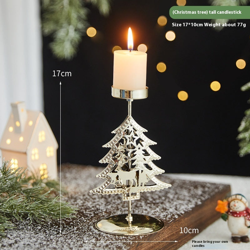 Romantic Christmas Wrought Iron Candlestick – Elegant Candle Tray Decoration