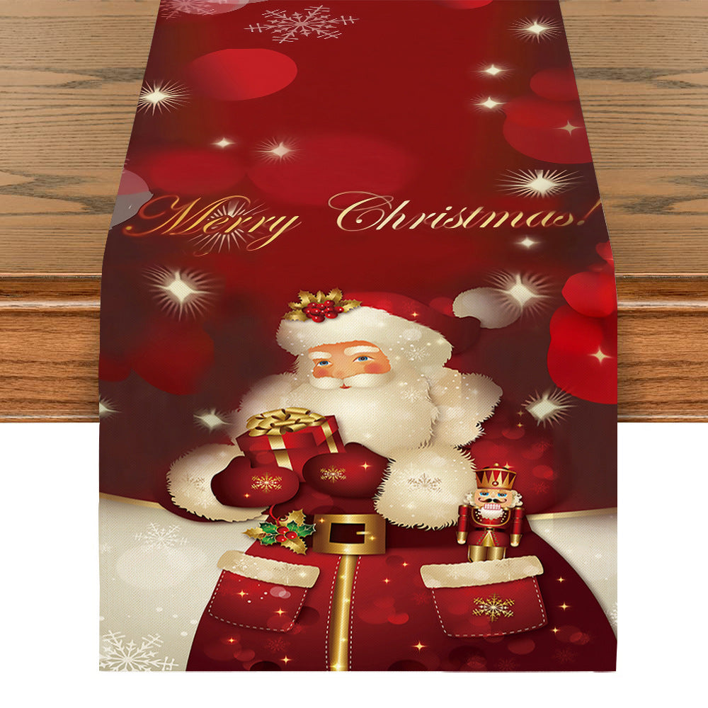 Linen Printed Snowman Table Mat – Festive Old Man Design for Holiday Dining