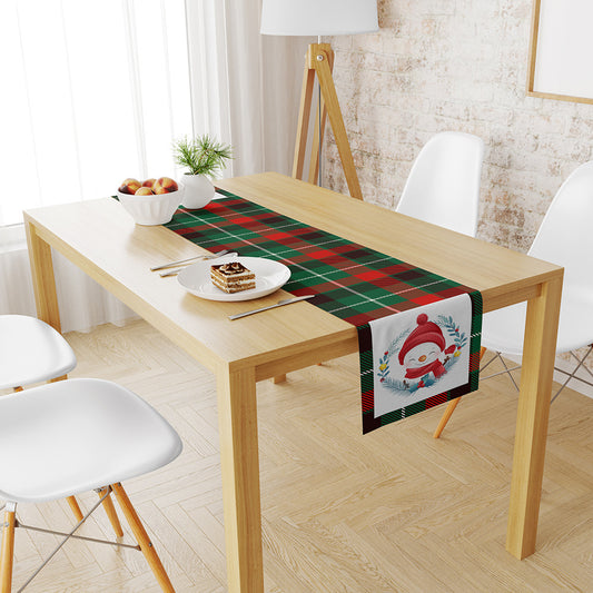 Linen Printed Snowman Table Mat – Festive Old Man Design for Holiday Dining