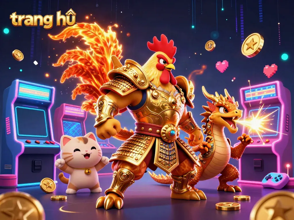Engage in thrilling 3D gambling action at trang chủ with cartoon characters and casino-themed elements.
