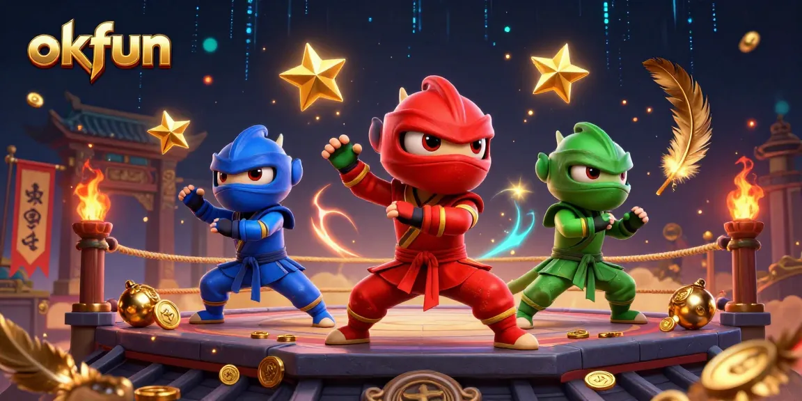 Engage with okfun's thrilling world of gambling as ninja chameleons showcase martial arts action.