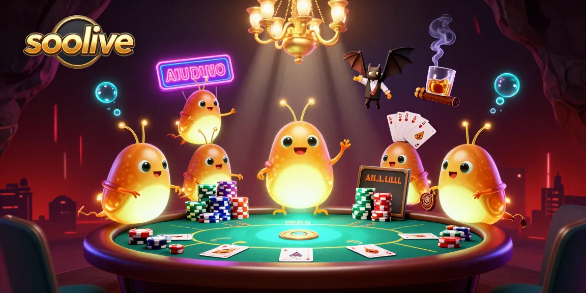 Socolive lights up a casino scene with glowworms, poker elements, and a bat dealer.