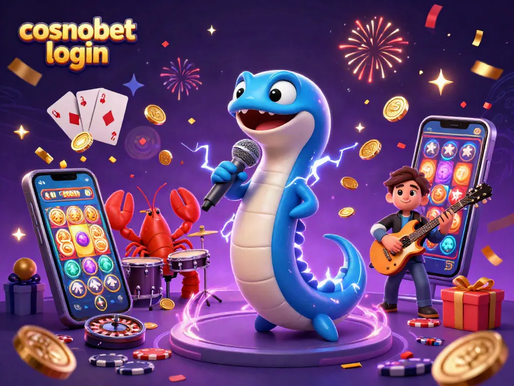 Experience exciting gameplay with the vibrant cosmobet login scene featuring lively characters and slot games.