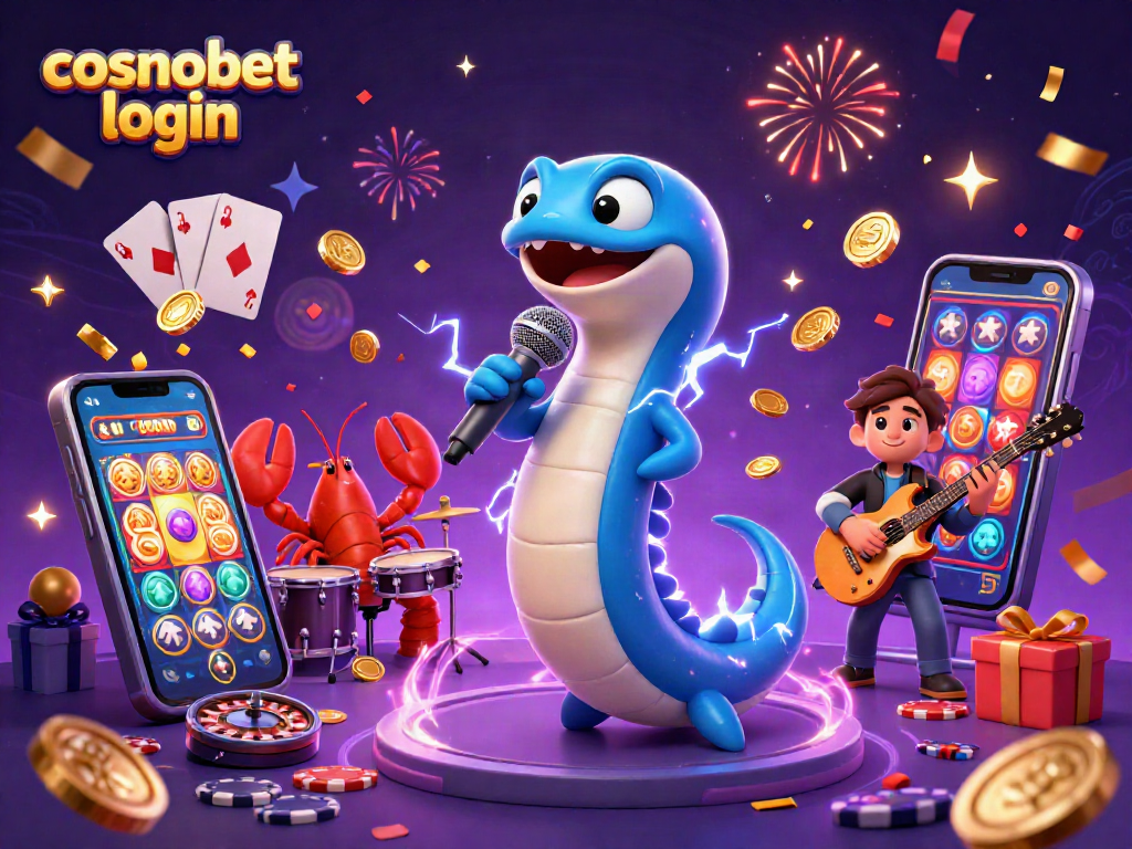Experience exciting gameplay with the vibrant cosmobet login scene featuring lively characters and slot games.