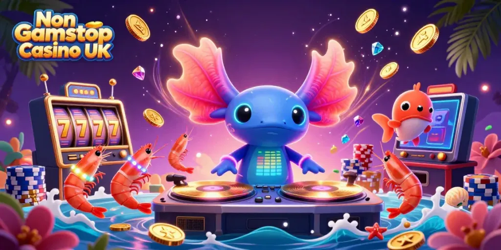 Experience the excitement at Non Gamstop Casino UK with vibrant gaming elements and engaging characters.