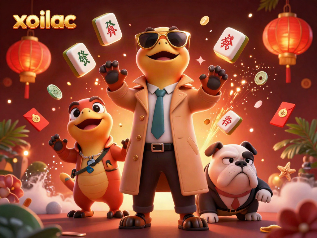 Experience the thrill of betting at Xoilac with vibrant characters in a dynamic casino setting.