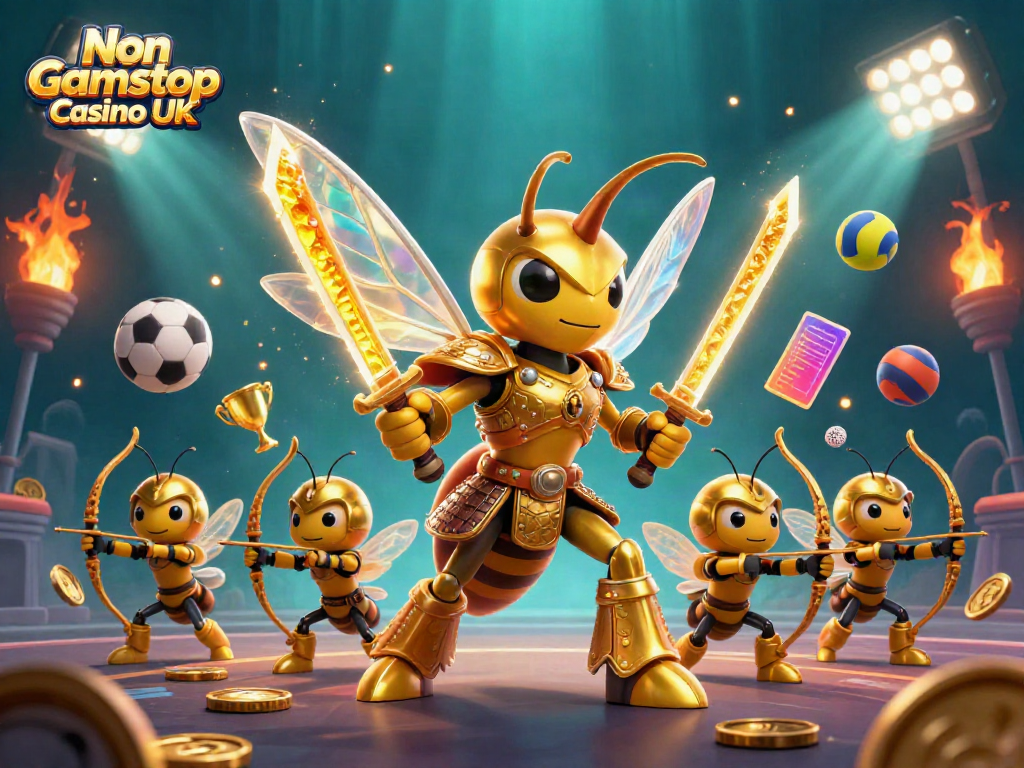 Engage with Non Gamstop Casino UK in this vibrant 3D illustration featuring a hornet samurai.