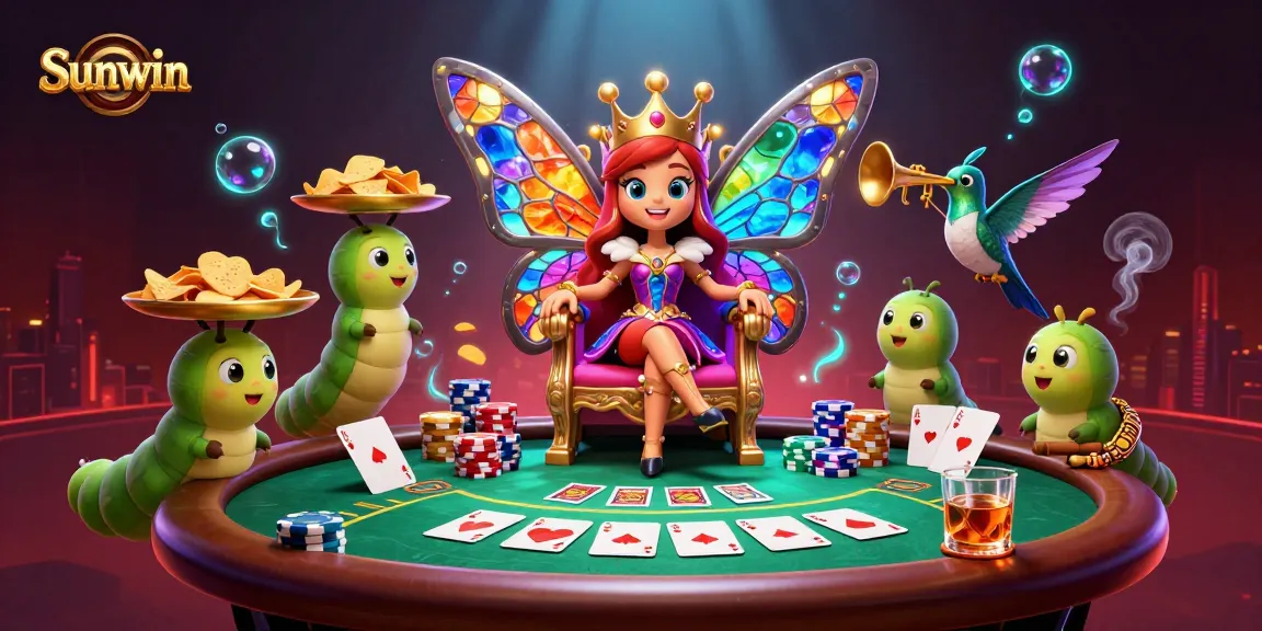 Engage in thrilling poker games at Sunwin with vibrant characters and stunning casino elements.