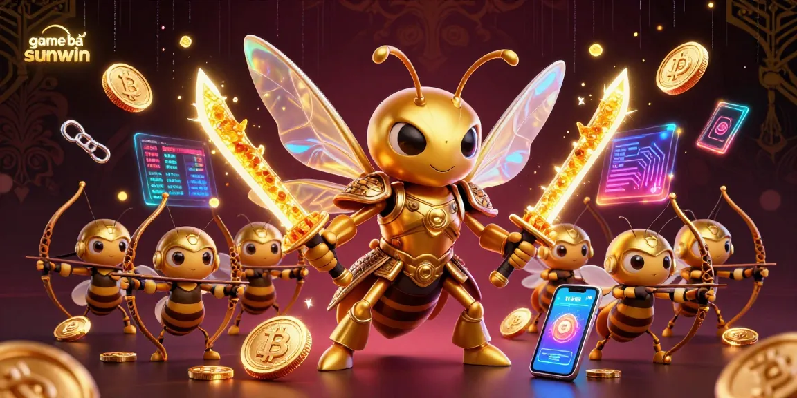 Engage with game bài sunwin amidst vibrant, high-quality visuals featuring symbolic crypto coins and immersive gaming characters.